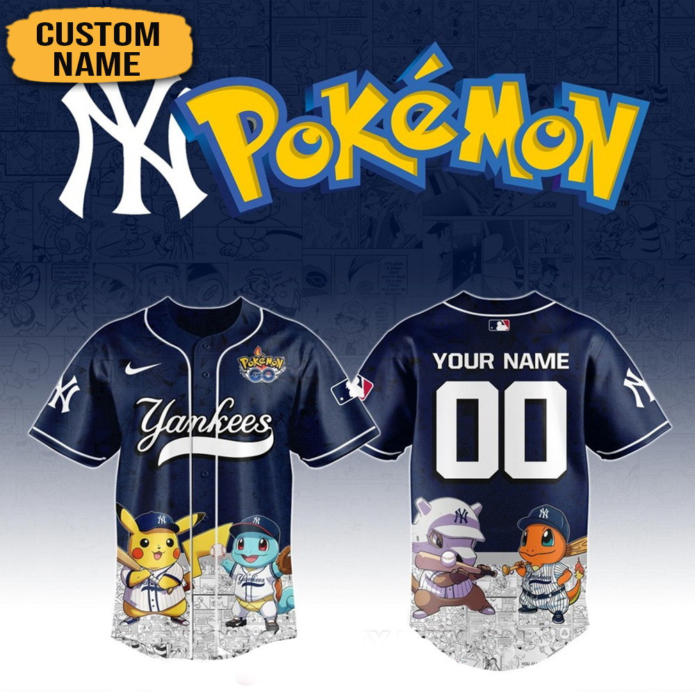 Personalized Pokemon Joining New York Yankees Baseball Jersey Gifts For Baseball Lovers