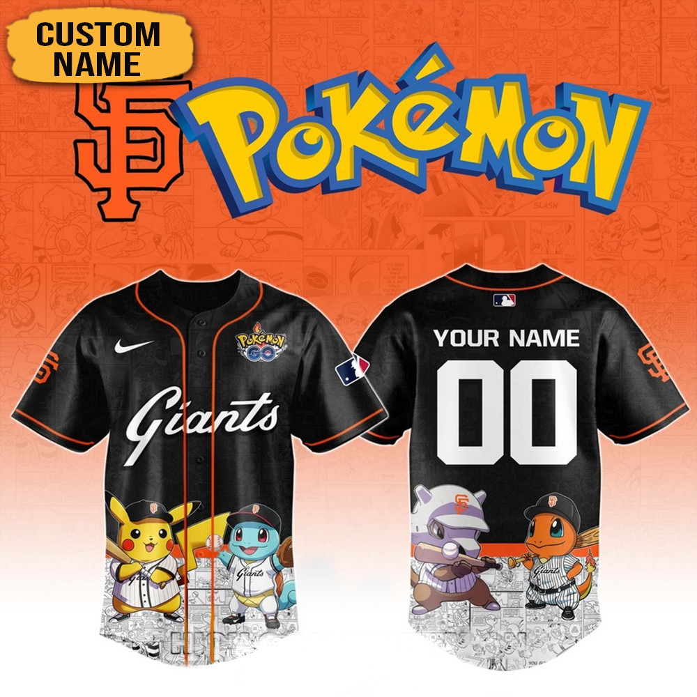 Personalized Pokemon Joining San Francisco Giants Baseball Jersey Baseball Team Gift Ideas