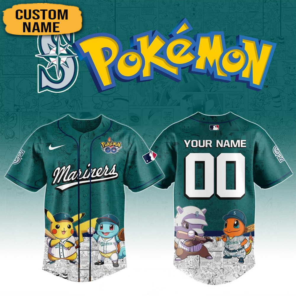 Personalized Pokemon Joining Seattle Mariners Baseball Jersey Best Gifts For Baseball Fans