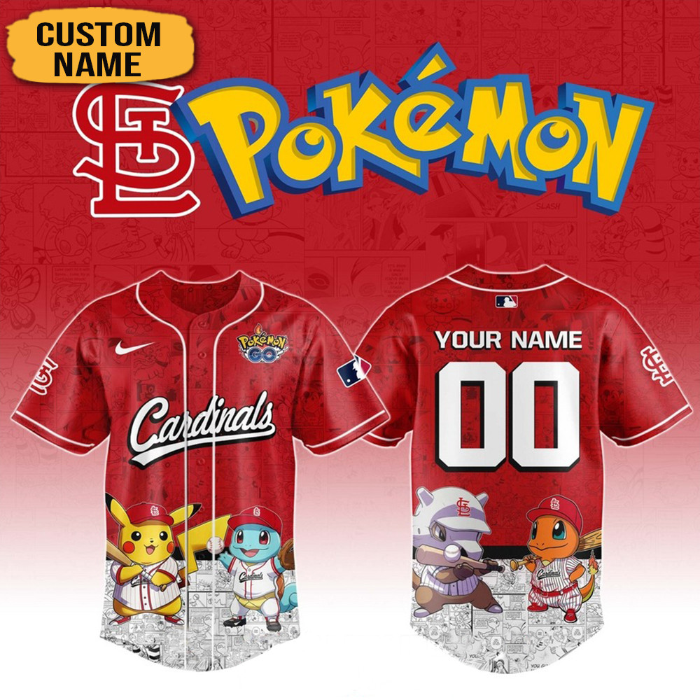 Personalized Pokemon Joining St. Louis Cardinals Baseball Jersey Baseball Player Gift Ideas