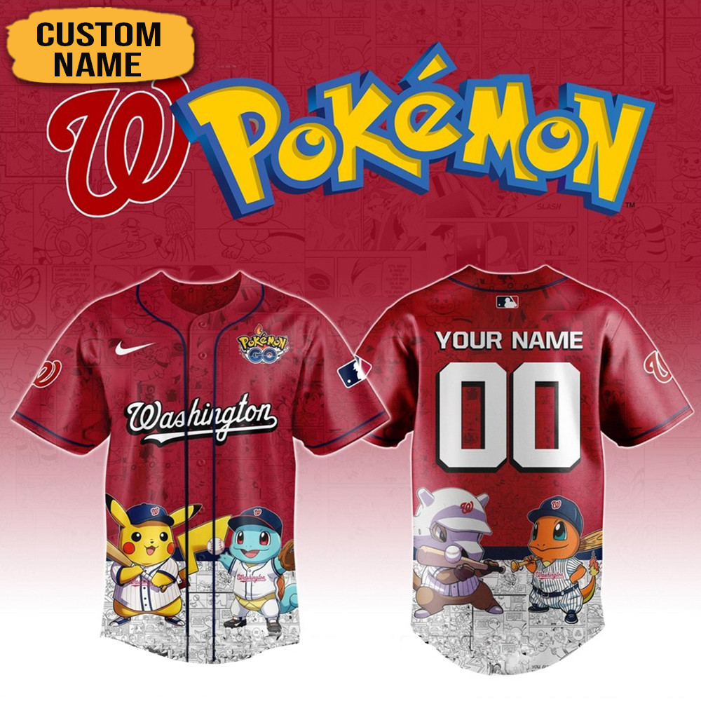 Personalized Pokemon Joining Washington Nationals Baseball Jersey Presents For Baseball Lovers