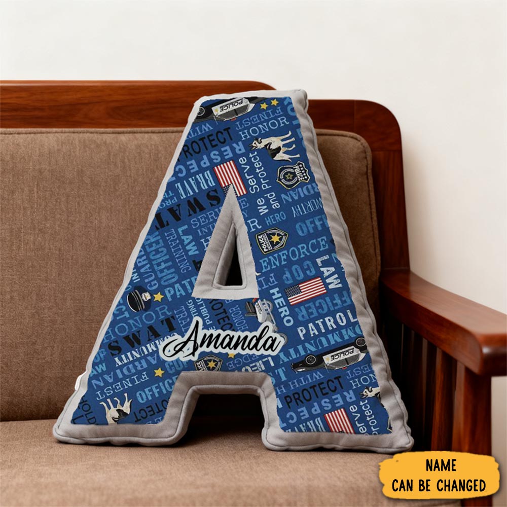 Personalized Police And K9 Initial Pillow With Custom Name Design Gift For Law Enforcement Supporters