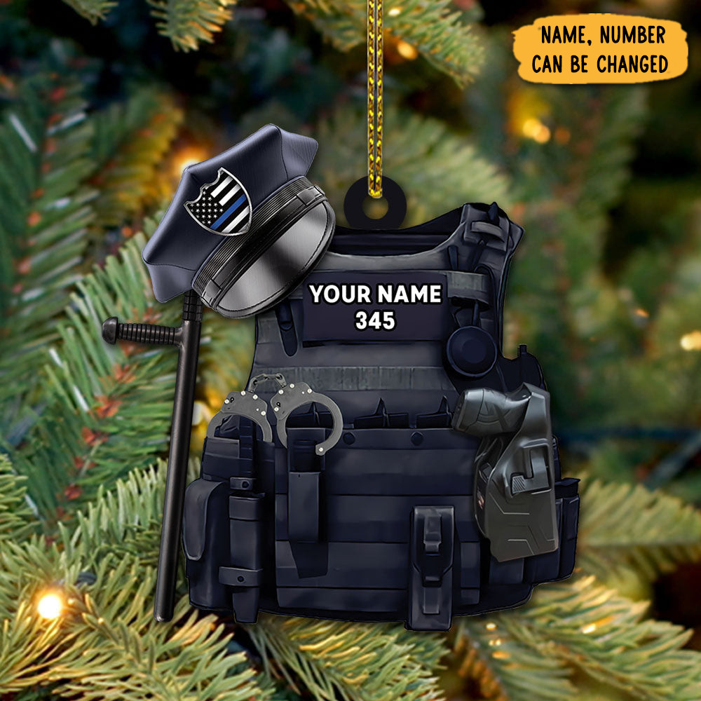 Personalized Police Bulletproof Christmas Ornament Holiday Home Decor Xmas Gifts For Him