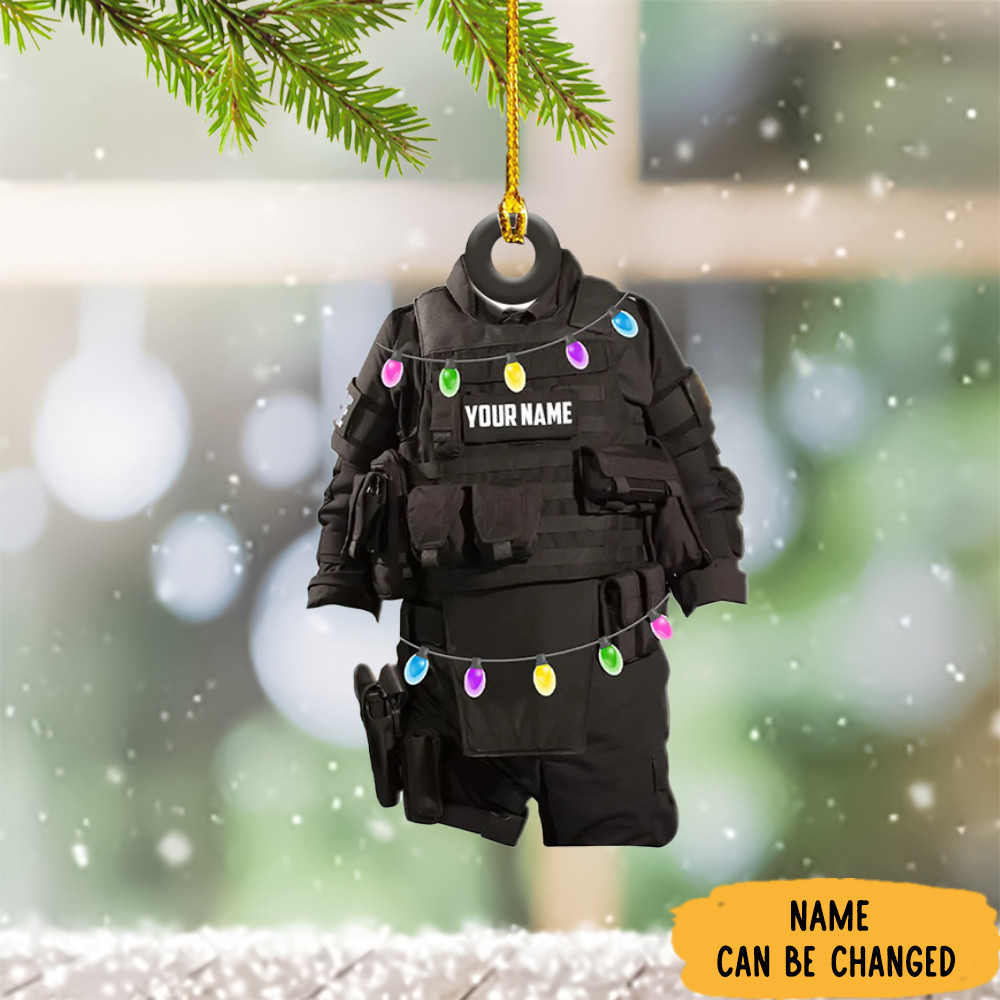 Personalized Police Christmas Ornament Thin Blue Line Ornament Xmas Tree Hanging