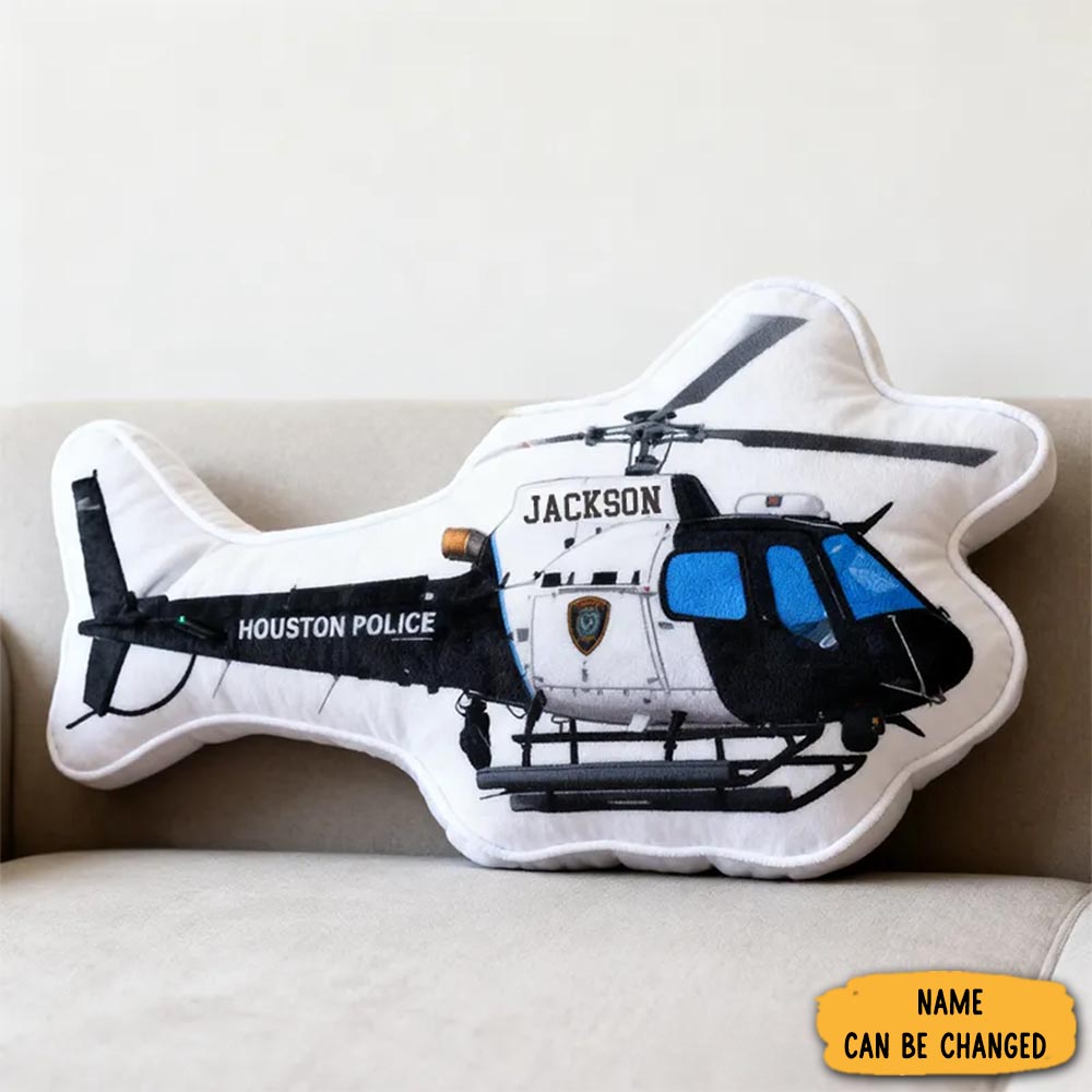Personalized Police Helicopter Pillow Custom Name Design Cushion Unique Decor For Law Enforcement Enthusiasts