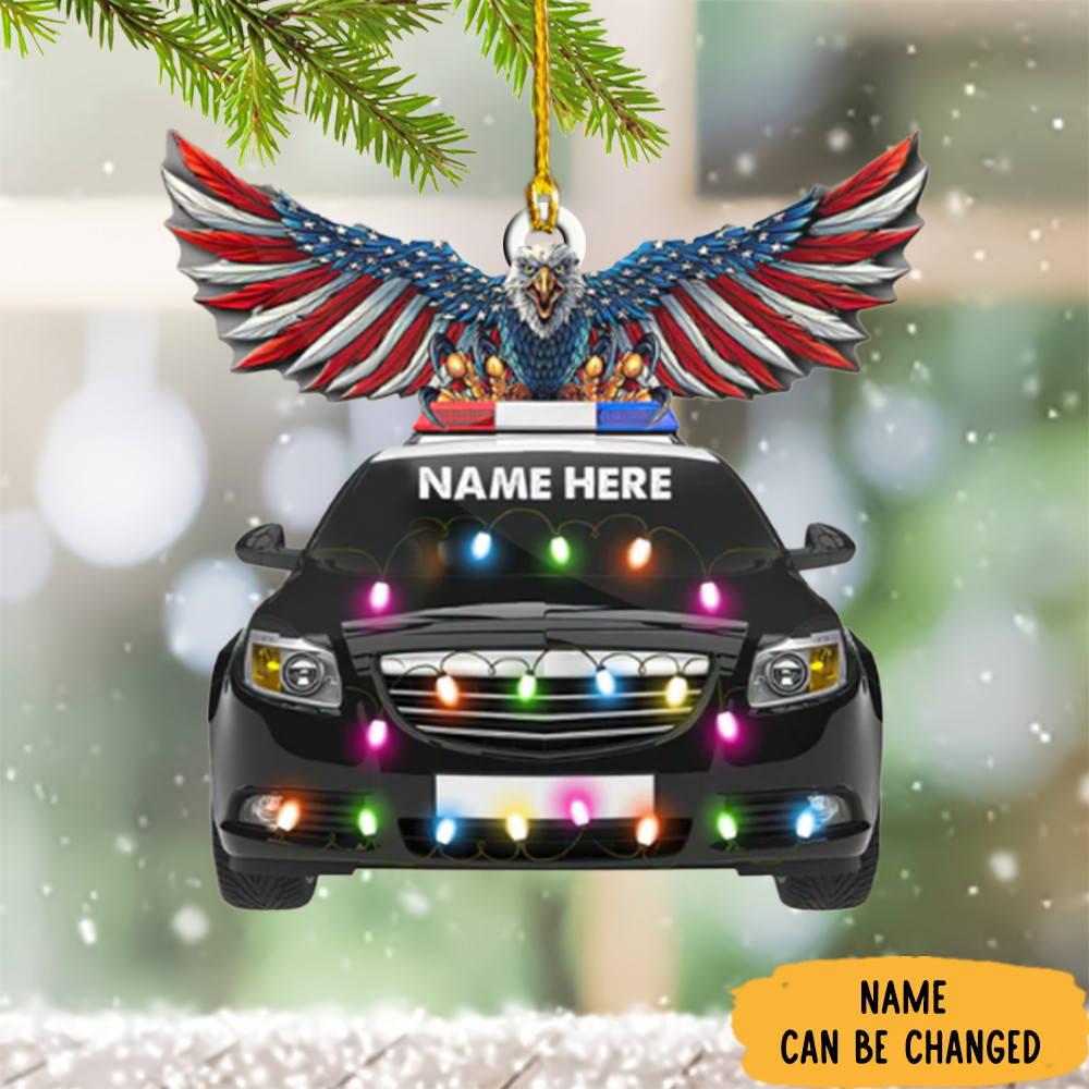 Personalized Police Ornament Eagle Police Car Christmas Ornament 2024