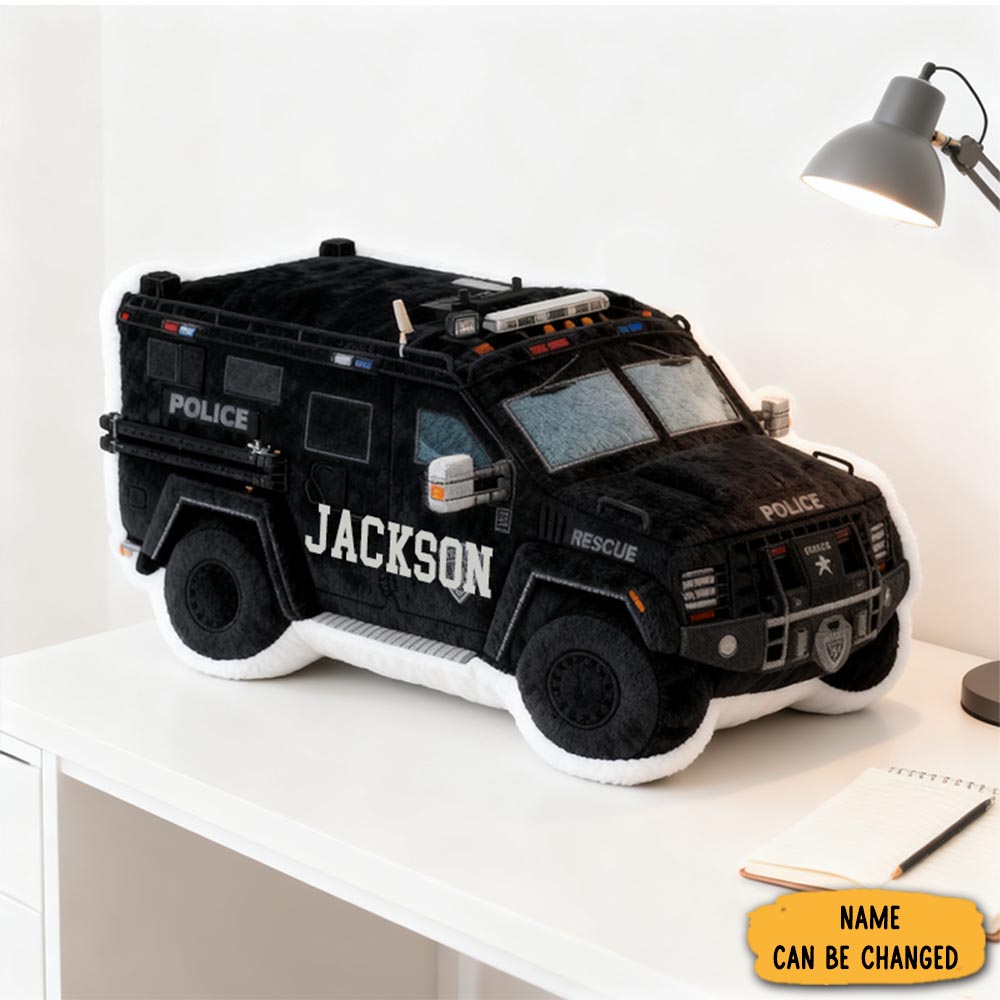 Personalized Police Swat Truck Pillow Custom Name Design Cushion Unique Gift For Police