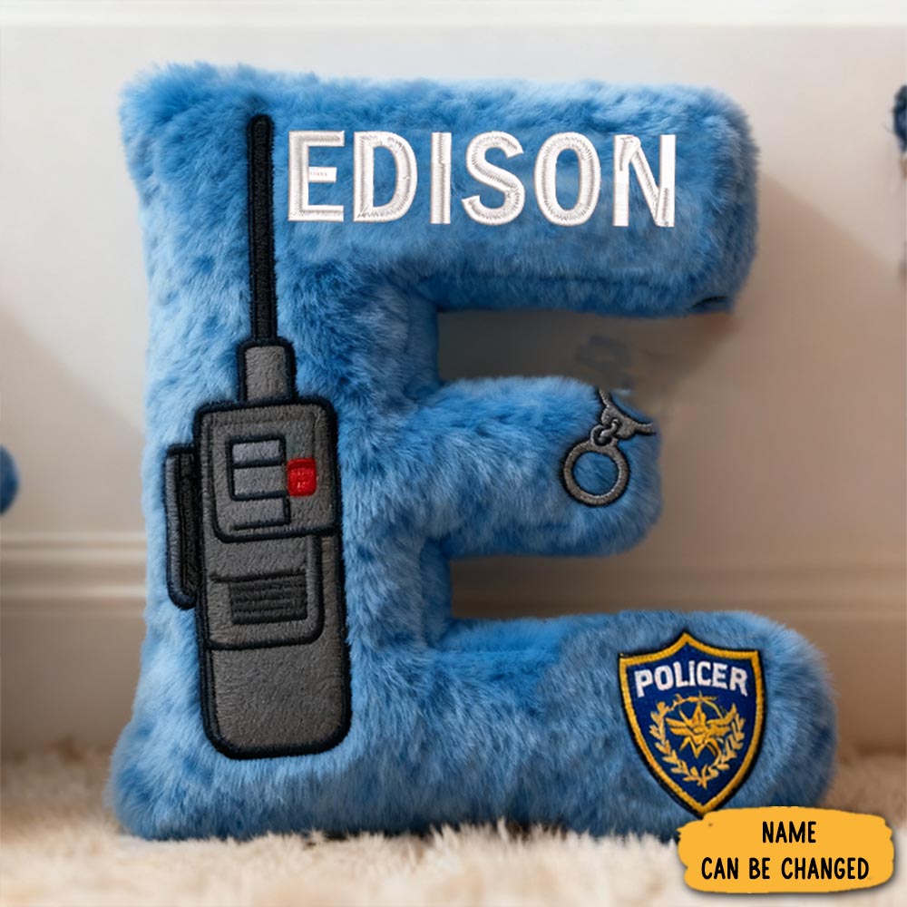 Personalized Police Themed Letter Pillow With Custom Name Graphic 3d Print Pillow