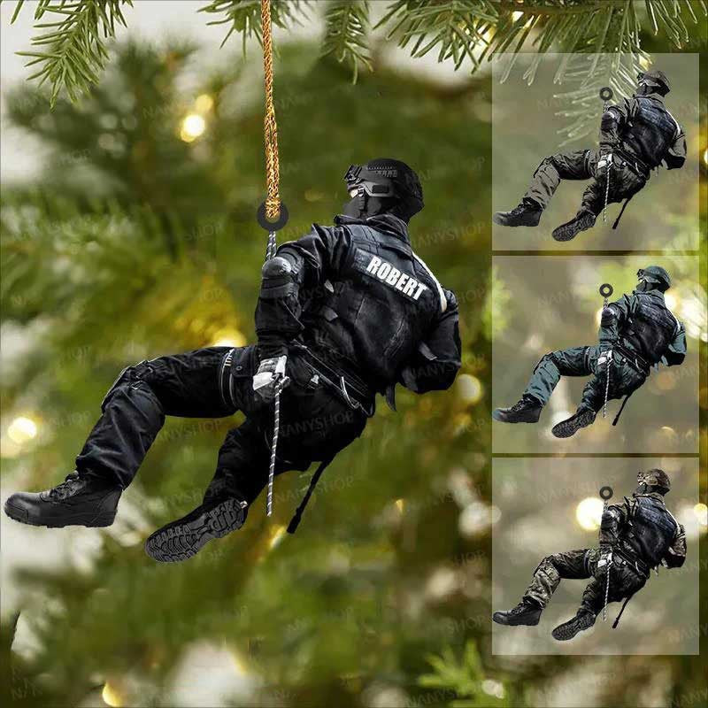 Personalized Police Uniform Christmas Ornament  Custom Shaped Flat Acrylic Police Ornament for Dad