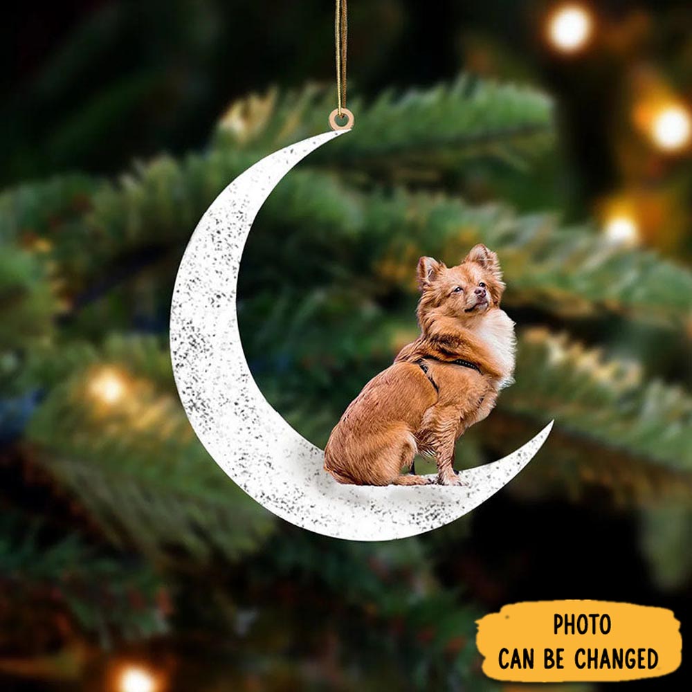 Personalized Pomchi Sit On The Moon Ornament Unique Thanksgiving Ornament Idea