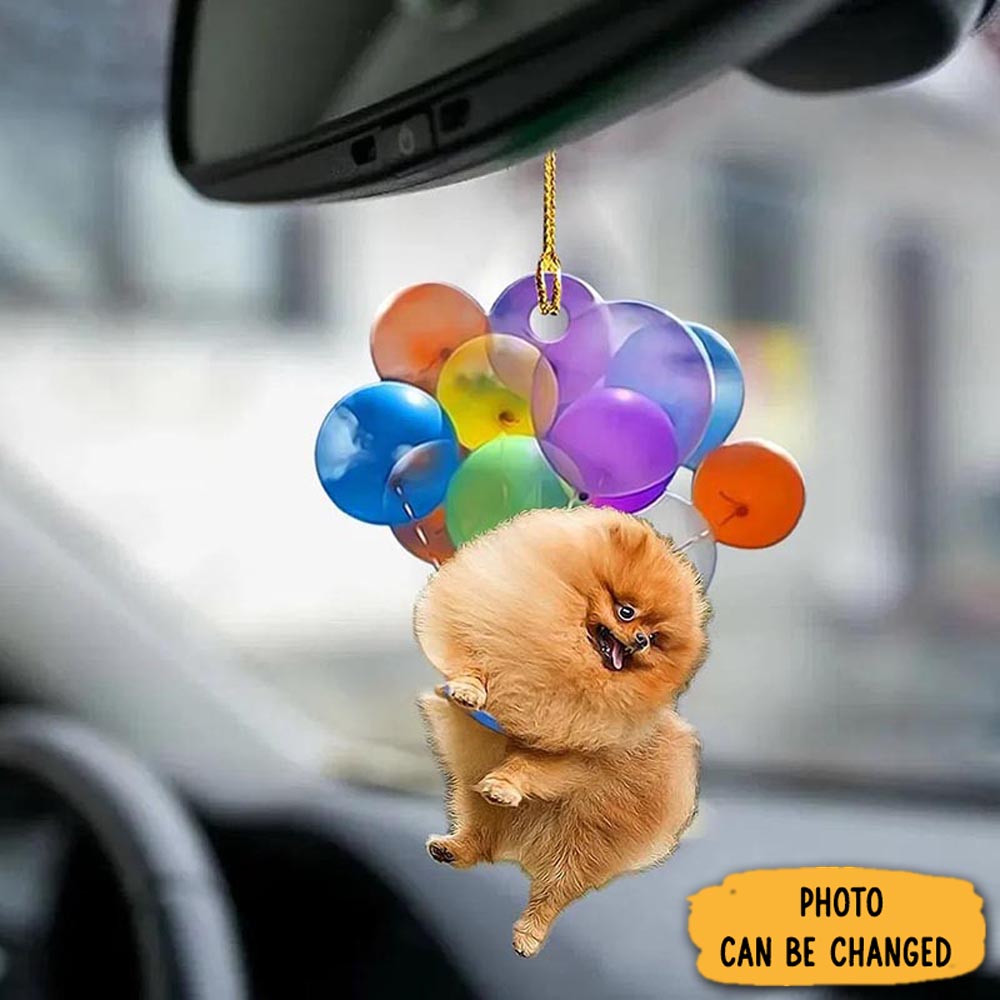 Personalized Pomeranian Dog Fly With Bubbles Car Hanging Ornament Memorable Anniversary Ornament Keepsake