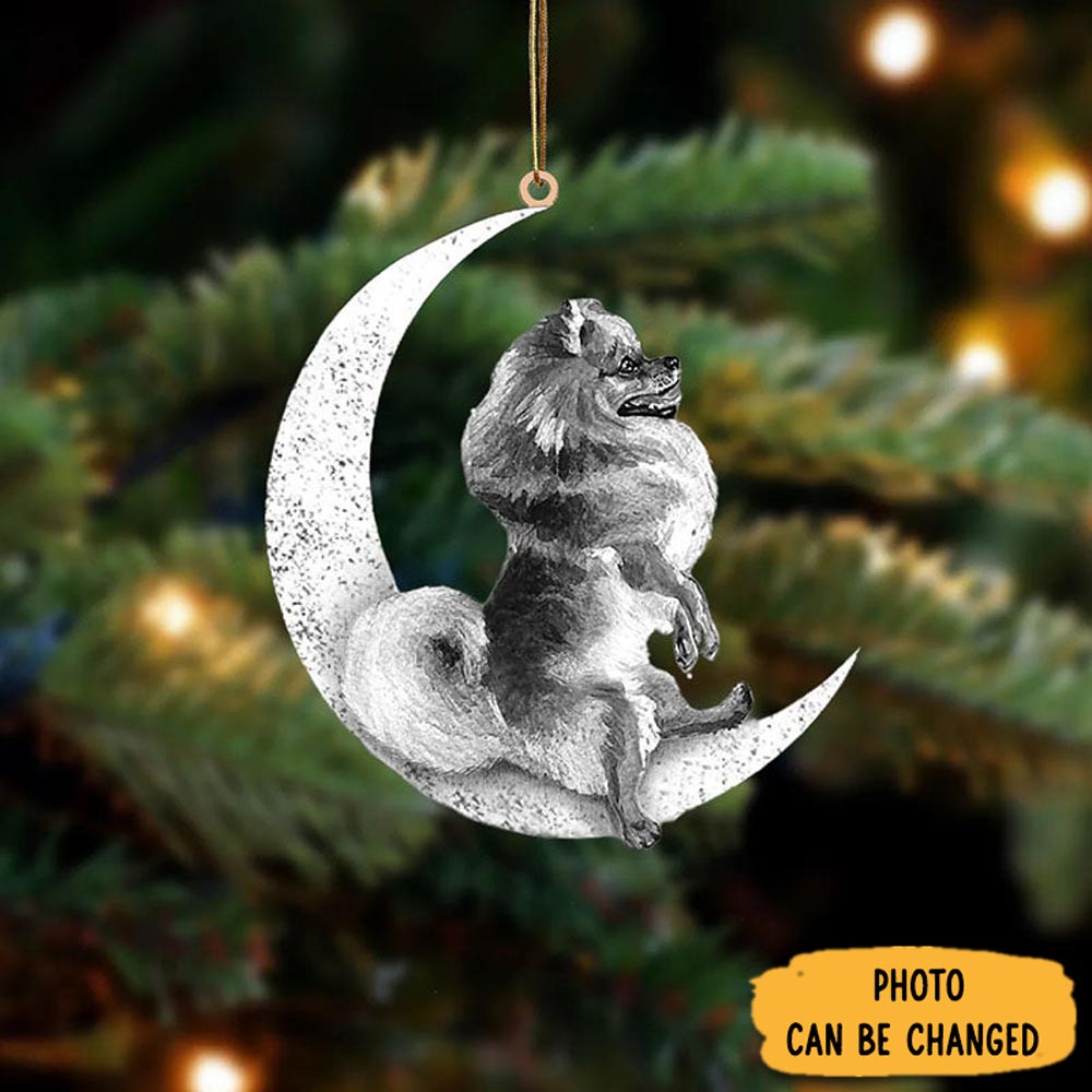 Personalized Pomeranian Sit On The Moon Ornament Warm Ornament Gift For Family Perfect Christmas Ornament For Tree Lovely New Year Ornament Keepsake