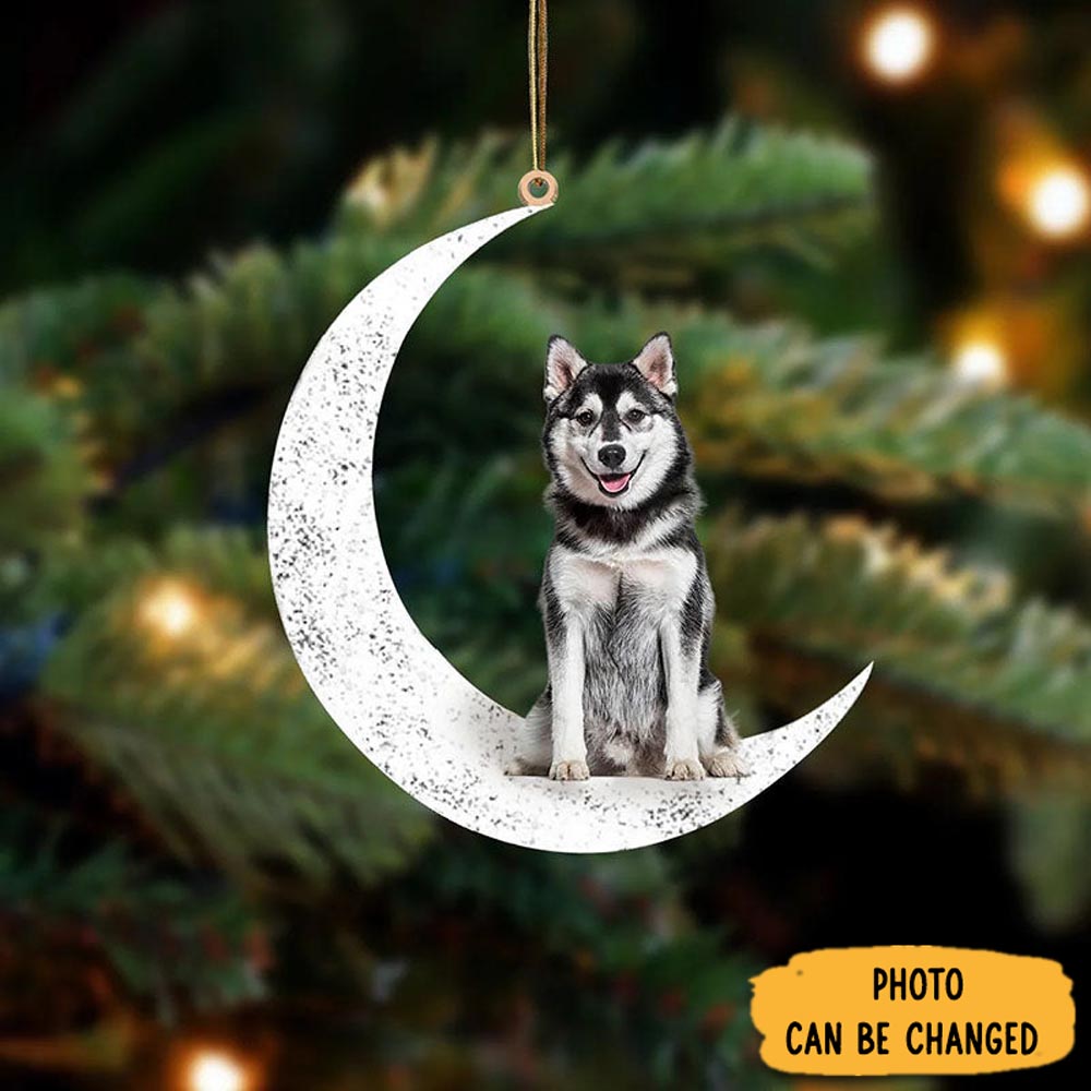 Personalized Pomsky Sit On The Moon Ornament Beautiful Holiday Ornament Keepsake Personalized Christmas Ornament Gift Lovely Holiday Ornament Display