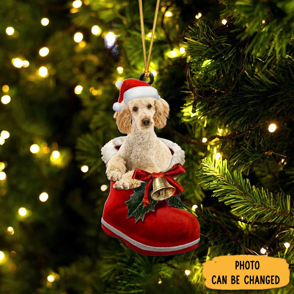 Personalized Poodle Apricot In Santa Boot Christmas Hanging Ornament Magical Christmas Tree Ornament Beautiful Pet Ornament Keepsake Unique Ornament Gift For Friends