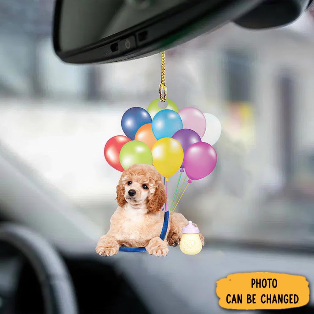 Personalized Poodle Fly With Bubbles Car Hanging Ornament Special Father's Day Ornament Gift