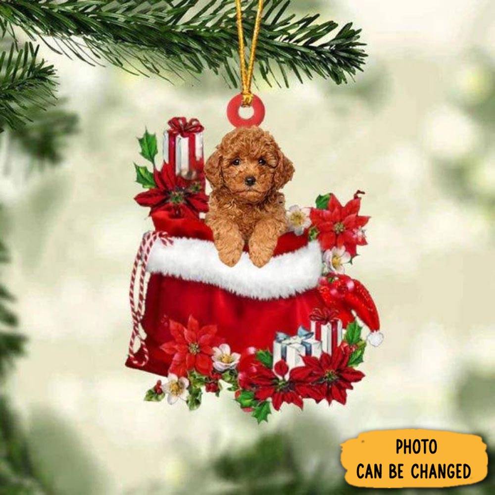 Personalized Poodle In Gift Bag Christmas Ornament Timeless Ornament For Holiday Memories
