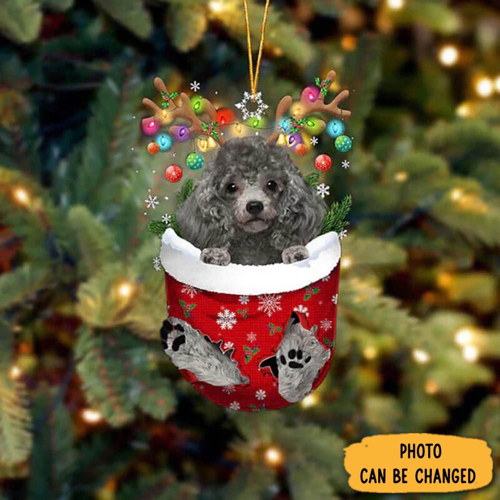 Personalized Poodle In Snow Pocket Christmas Ornament Personalized Ornament For Holiday Decor