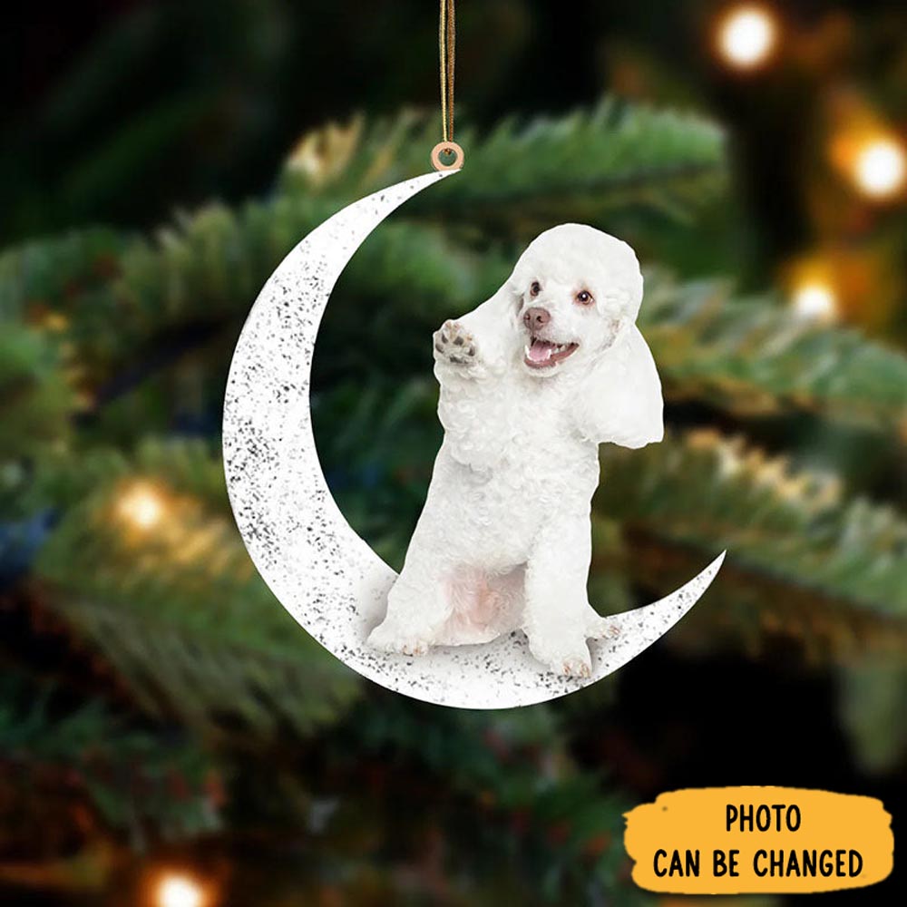 Personalized Poodle Sit On The Moon Ornament Custom Christmas Ornament Gift Idea
