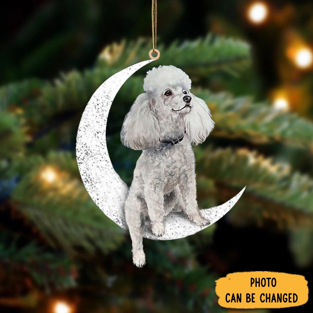 Personalized Poodle Sit On The Moon Ornament Festive Holiday Ornament Collection