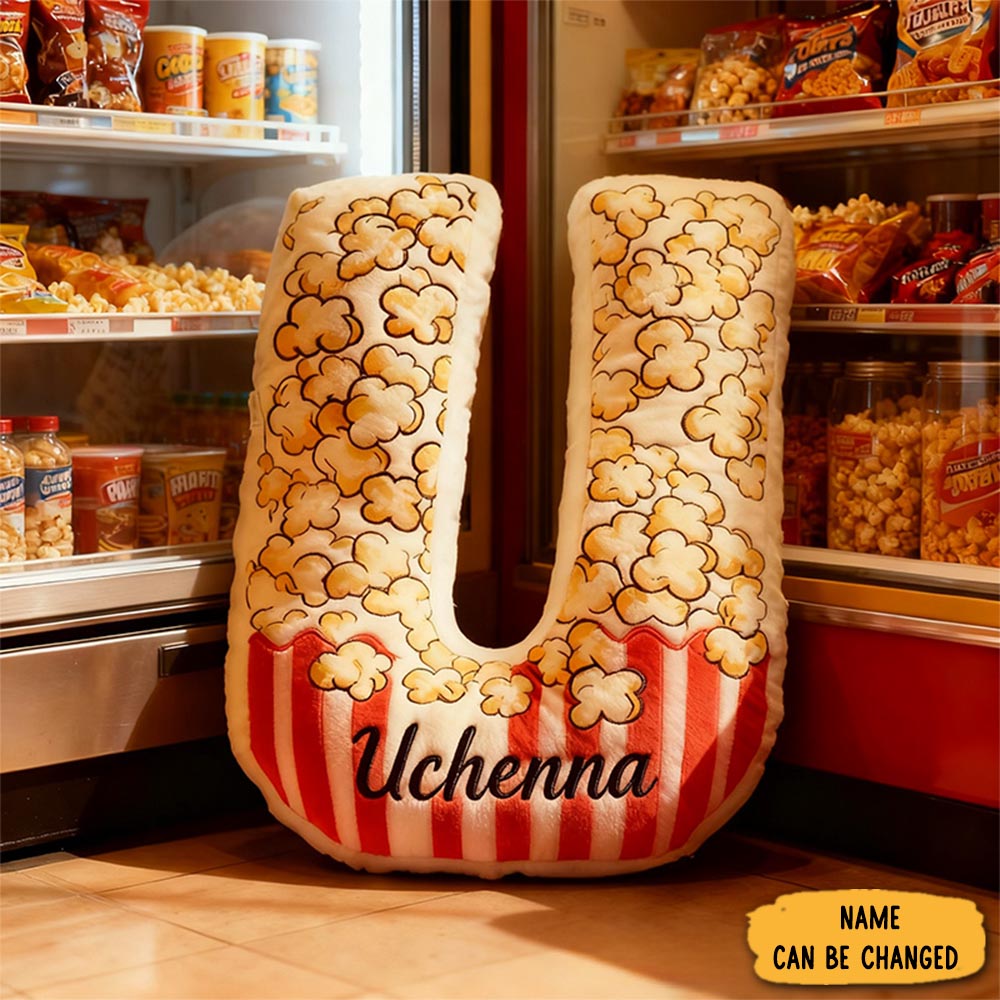 Personalized Popcorn Alphabet Throw Pillow Graphic 3d Print Letter Pillow With Name For Kids Boys Girls Family Baker Christmas Gift