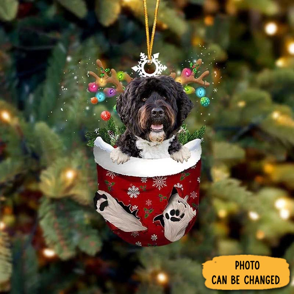 Personalized Portuguese Water Dog In Snow Pocket Christmas Ornament Memorable Anniversary Ornament Keepsake