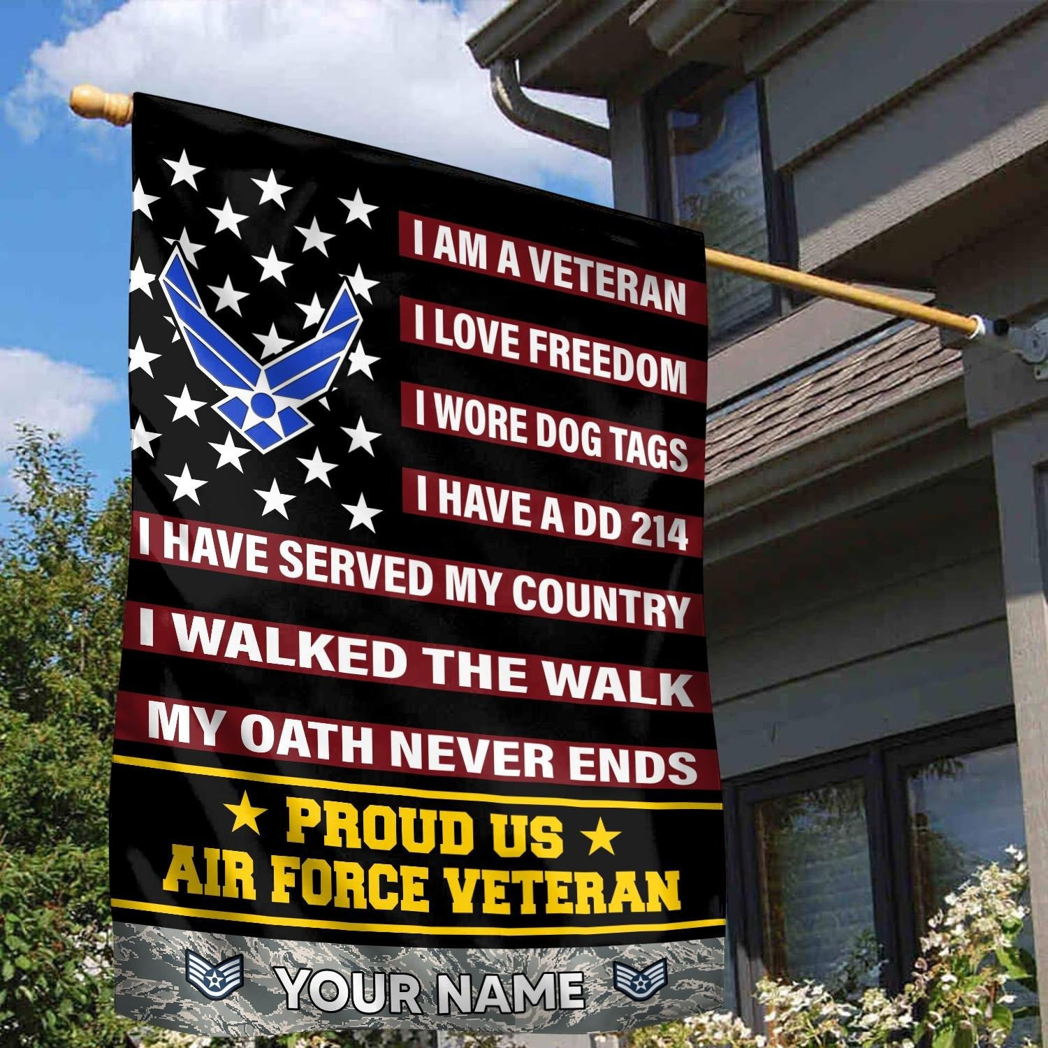 Personalized Proud US Air Force Veteran Flag USAF Flag Outdoor Patriotic Decor Gift For Veterans