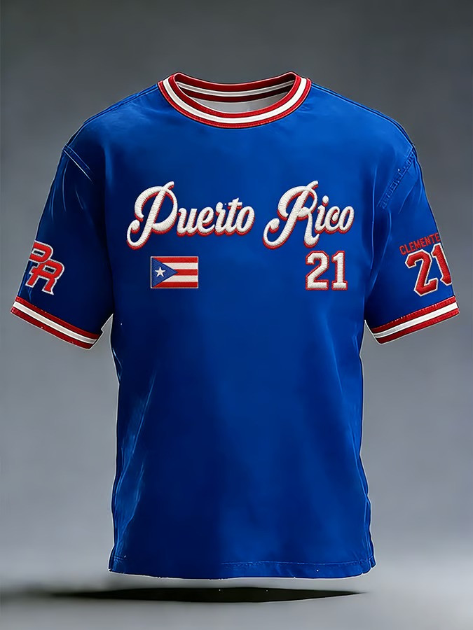 Personalized Puerto Rico Script Clemente 21 Blue T-Shirt World Classic 2026 Boricua Fan Gear Gift Ideas