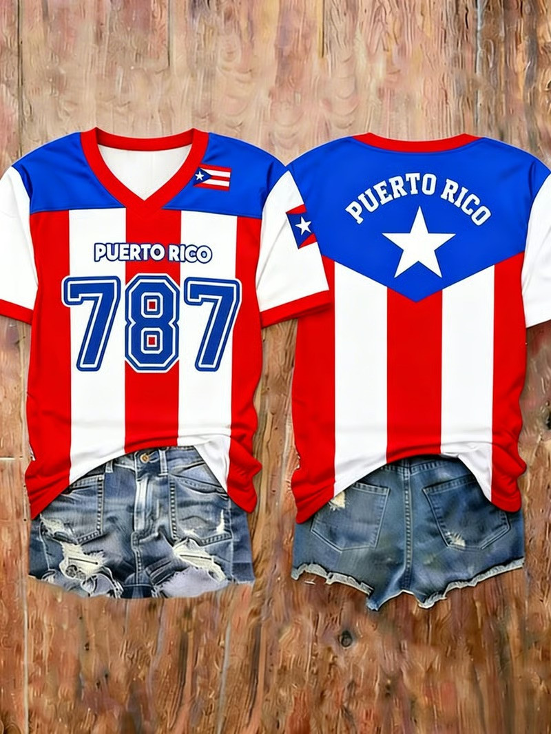 Personalized Puerto Rico WBC 2026 787 V-Neck Shirt Puerto Rican Pride Fan Merch Best Gift For Supporters