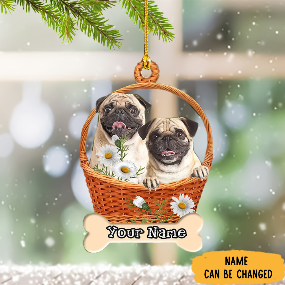 Personalized Pug Ornament Pug Christmas Tree Ornaments Decorating For Xmas