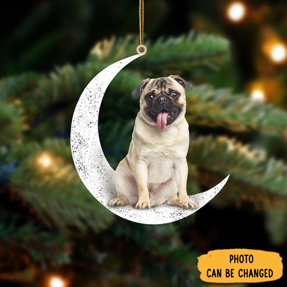 Personalized Pug Sit On The Moon Ornament Warm Ornament Gift For Family