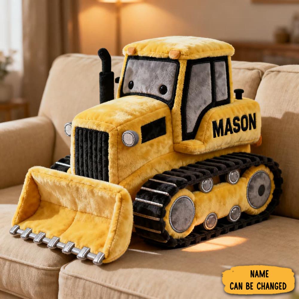 Personalized Pulldozer Pillow Construction Themed Home Decor Gifts For Childrens