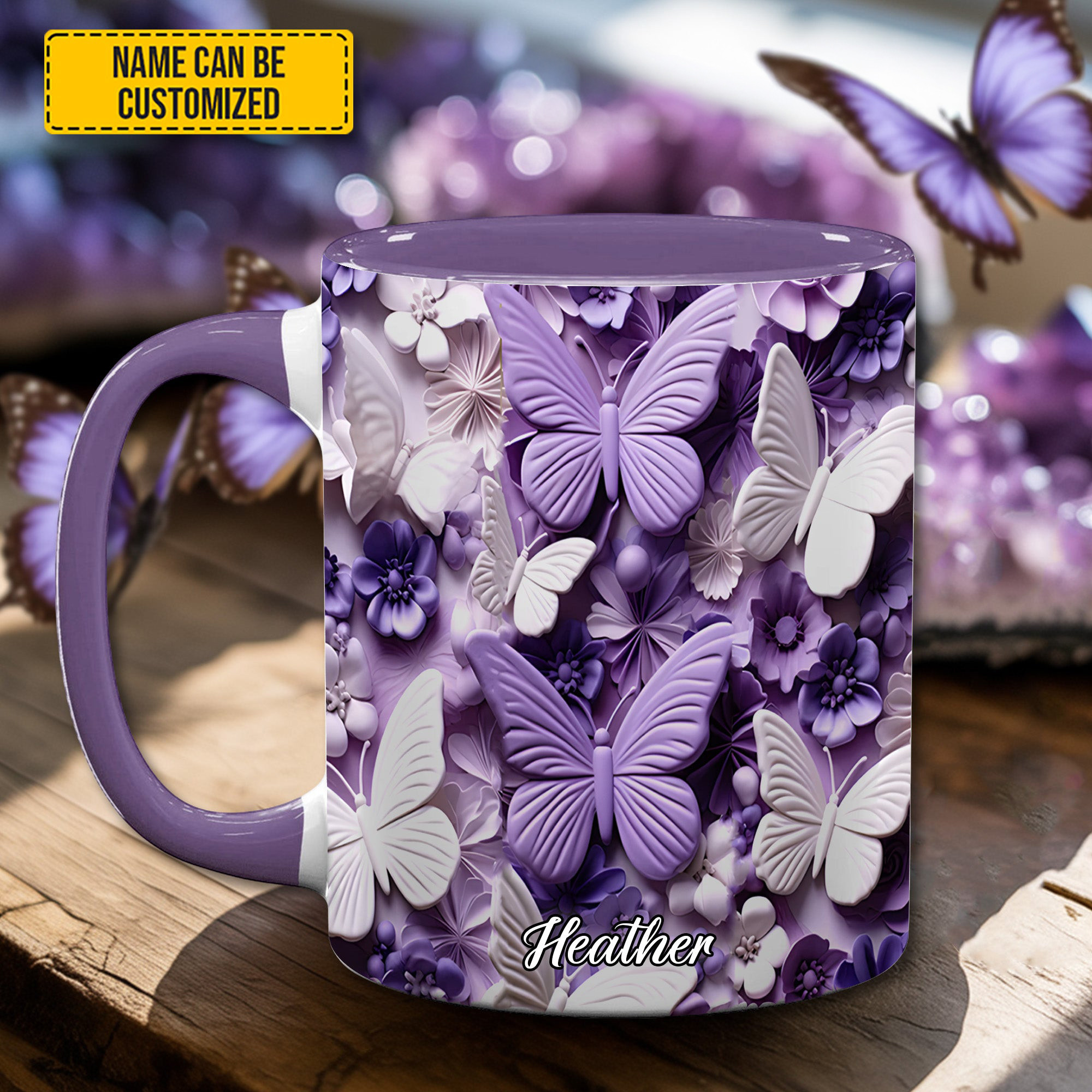 Personalized Purple Butterfly Mug Insect Design Butterfly Coffee Mug Gifts For Insect Lovers