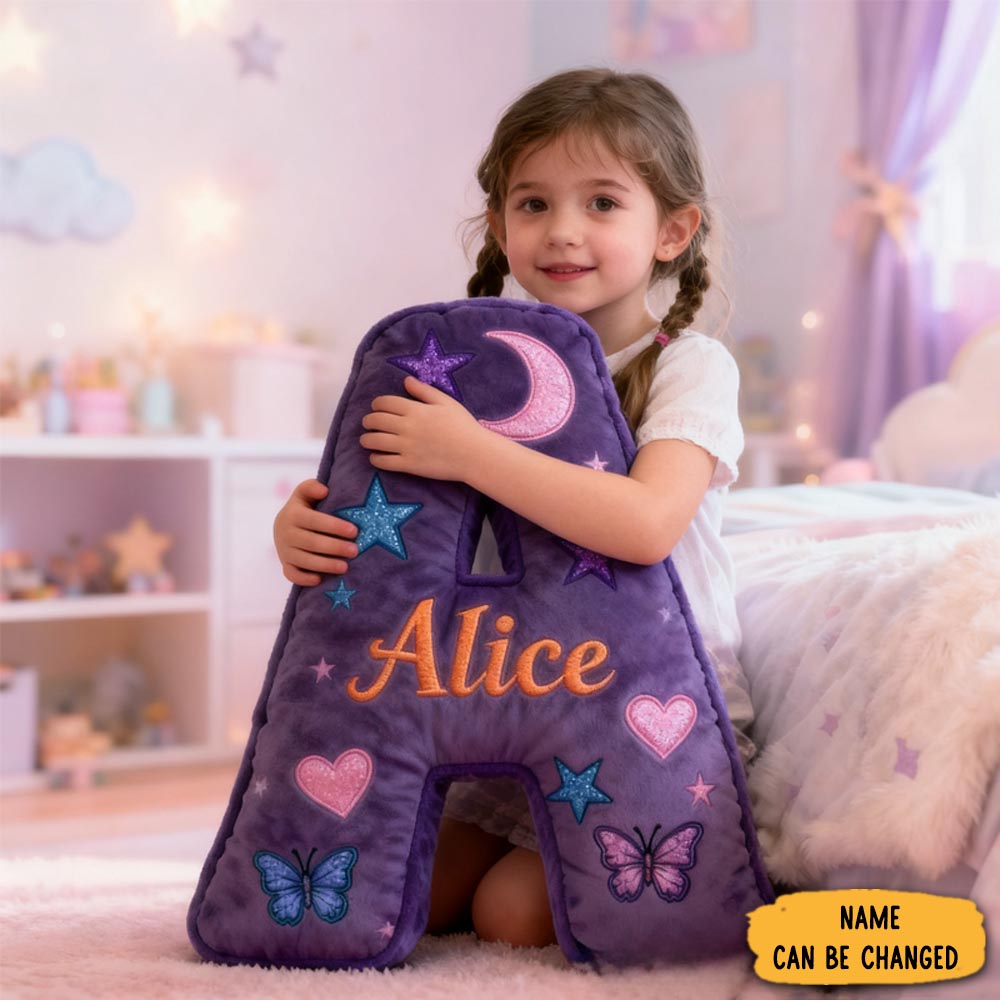 Personalized Purple Butterfly With Name Graphic 3d Print Pillow Christmas Gift For Kids Birthday Gift