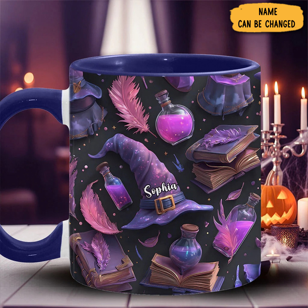 Personalized Purple Witch Potion Mug Witch Hat Design Mysterious Mugs Witchy Gifts