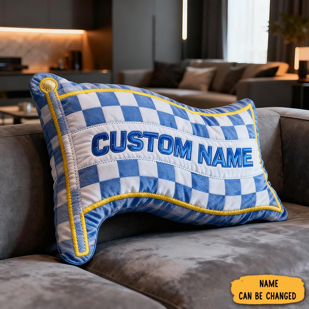 Personalized Racing Checkered Flag Pillow Custom Name 3d Graphic Print Cushion Gift For Racers And Racing Lovers