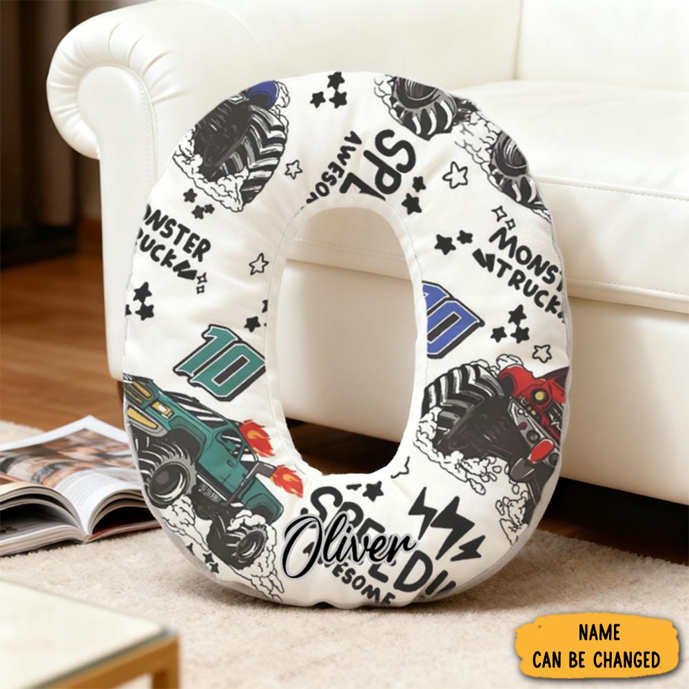 Personalized Racing Doodle Initial Pillow With Custom Name Gift For Motorsports Fans