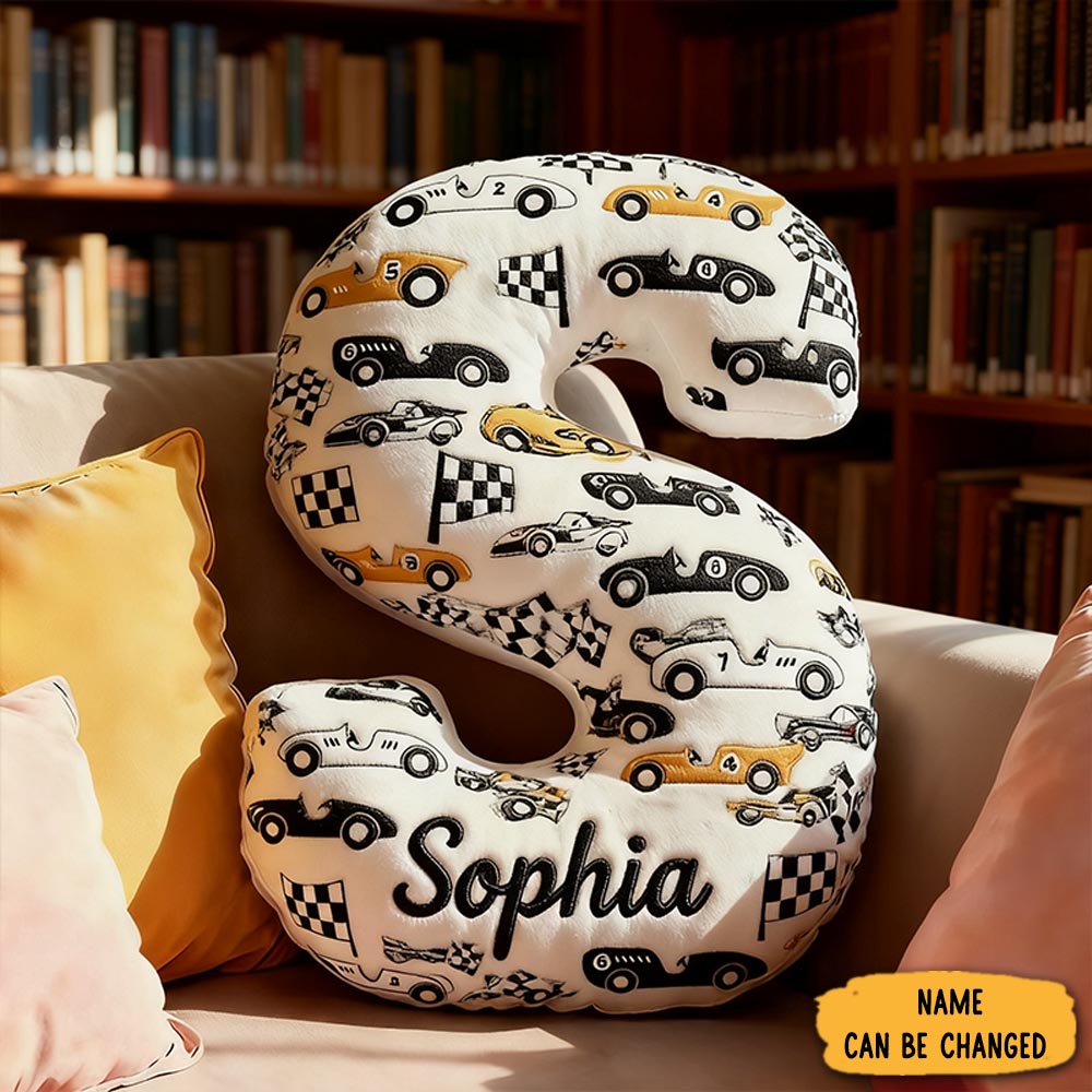 Personalized Racing Letter Pillow Couch Pillows Christmas Gift For Car Lovers