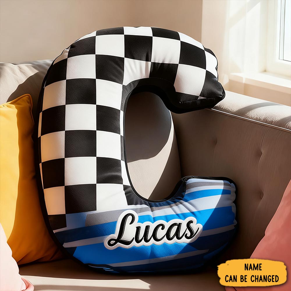 Personalized Racing Letter Pillow Sport Themed Pillow Home Decor Gift For Racers