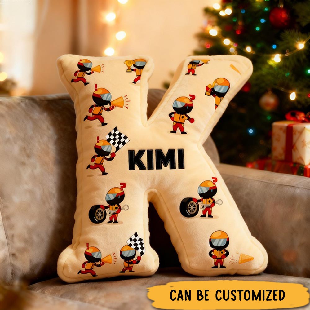 Personalized Racing Letter Pillow with Custom Name 3D Graphic Print Cushion Gifts