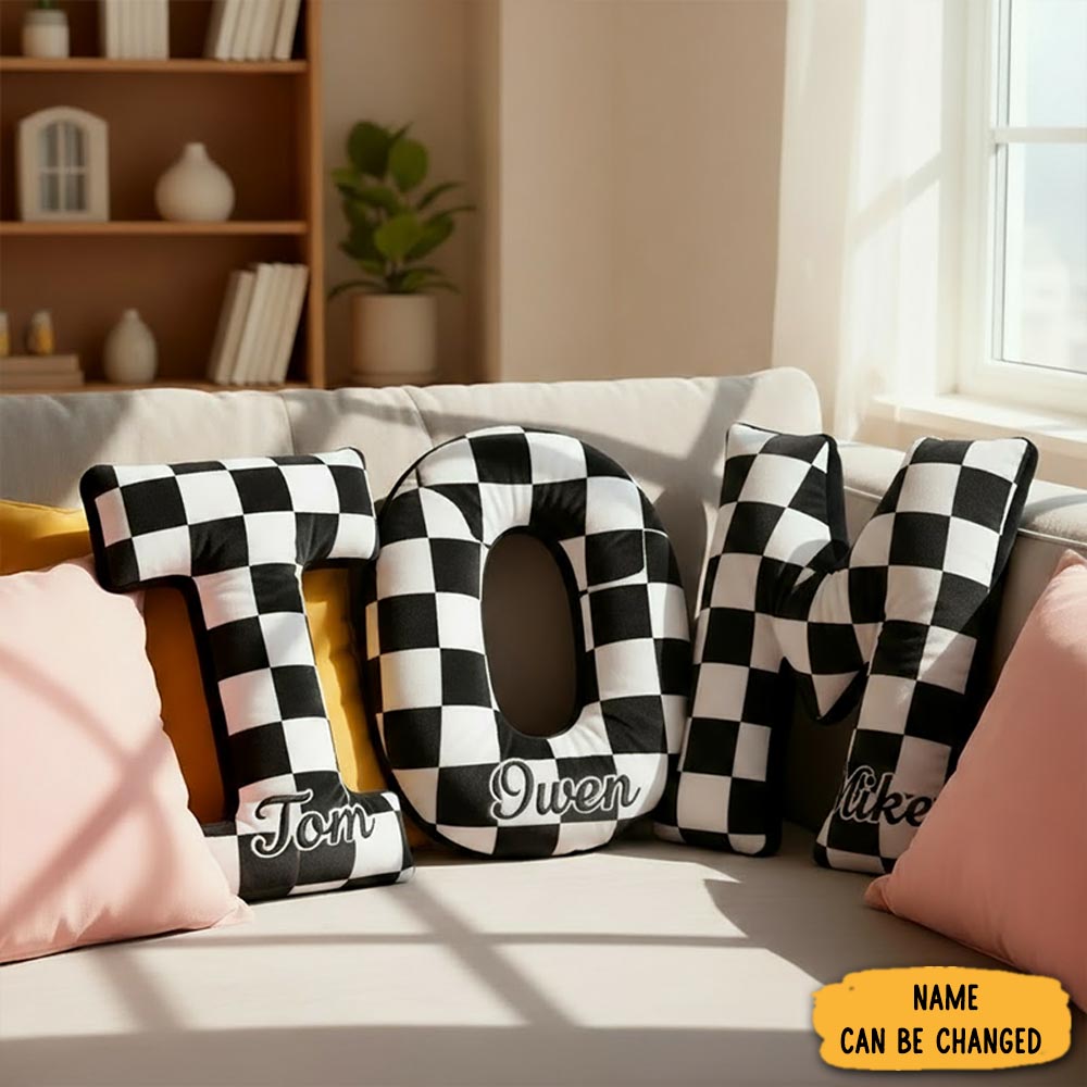 Personalized Racing Letter Throw Pillow Sofa Decor Gift For Racers And Racing Lovers