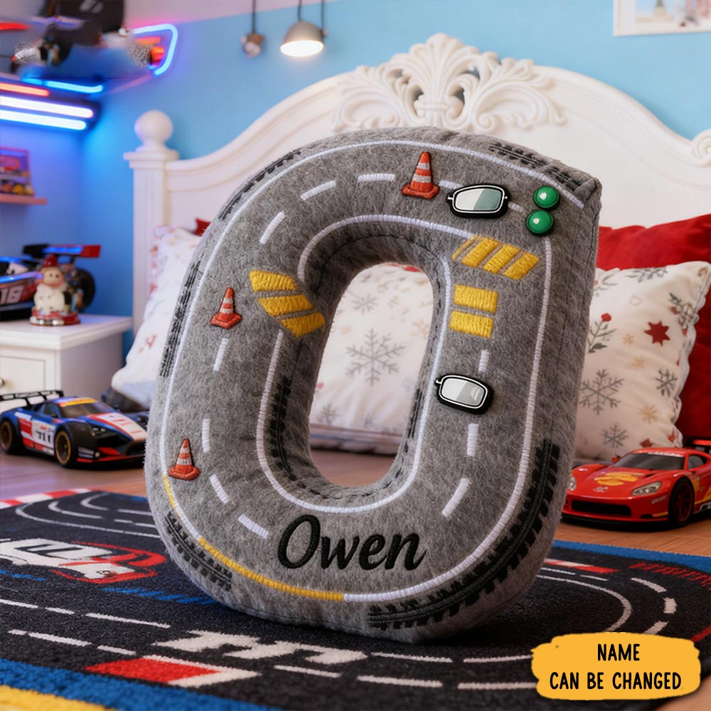 Personalized Racing Style Letter Pillow Road Track Shaped Sofa Decor Motorsport Fans Gifts