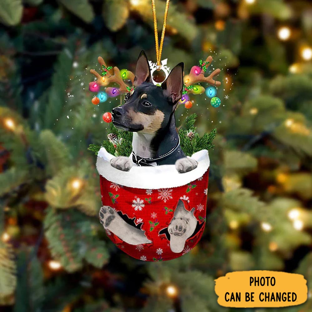 Personalized Rat Terrier In Snow Pocket Christmas Ornament Lovely Ornament Gift For Him