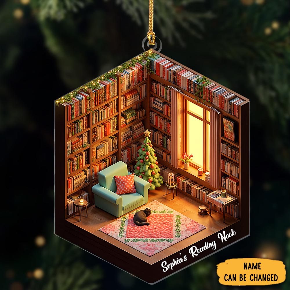 Personalized Reading Nook Christmas Ornament Christmas Decor Book Lover Gifts