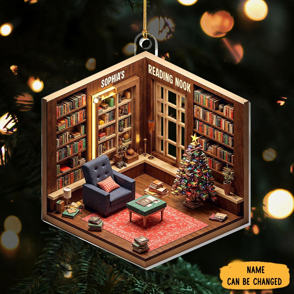 Personalized Reading Nook Christmas Ornament Holiday Home Decor Gifts For Literature Lovers