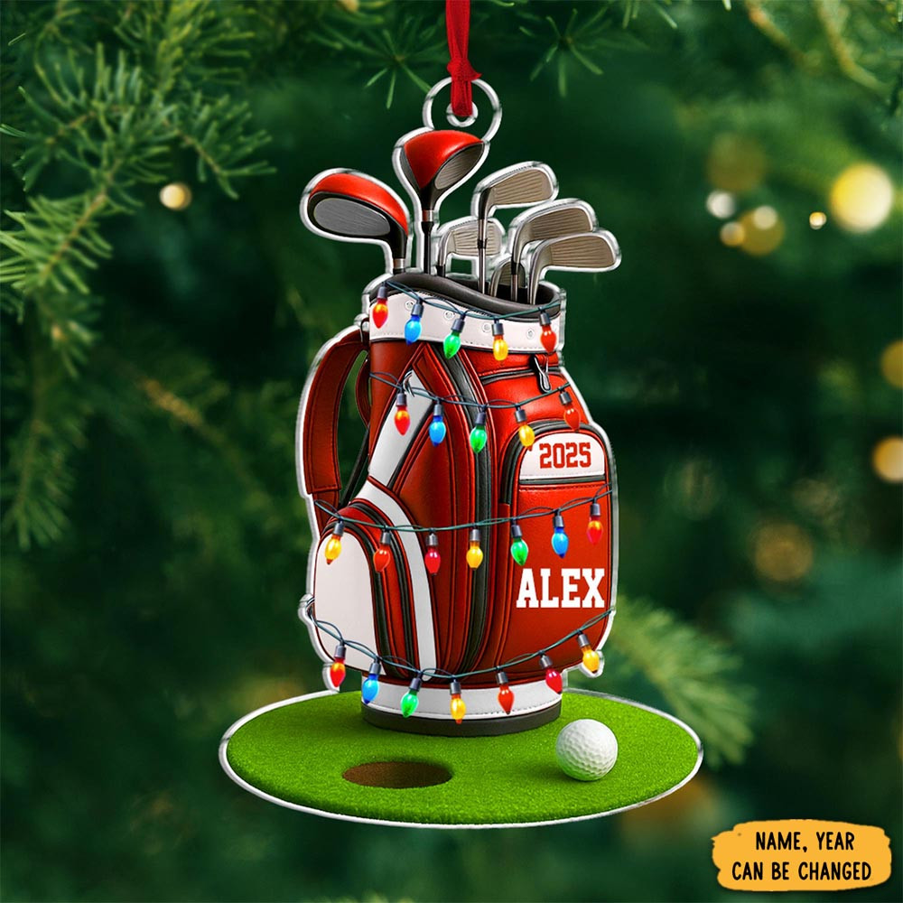 Personalized Red Golf Bag 2025 Christmas Ornament Xmas Decor Funny Secret Santa Gifts