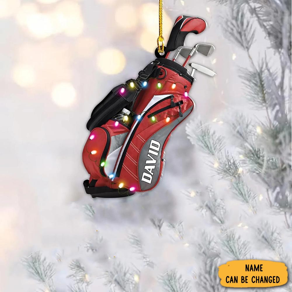 Personalized Red Golf Bag Christmas Ornament Christmas Tree Decor Unique Xmas Gifts