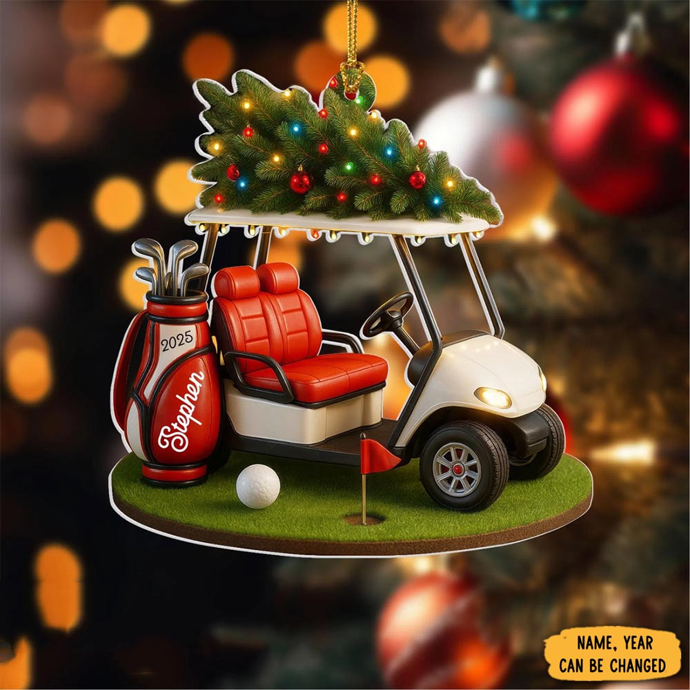 Personalized Red Golf Cart Christmas Ornament Christmas Tree Decor Golfer Xmas Presents