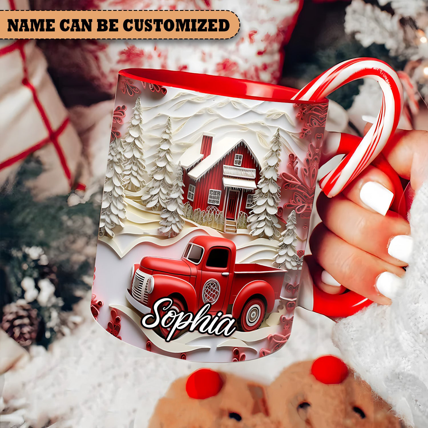 Personalized Red Truck Mug Christmas Themed Tea Mugs Xmas Gifts For Her