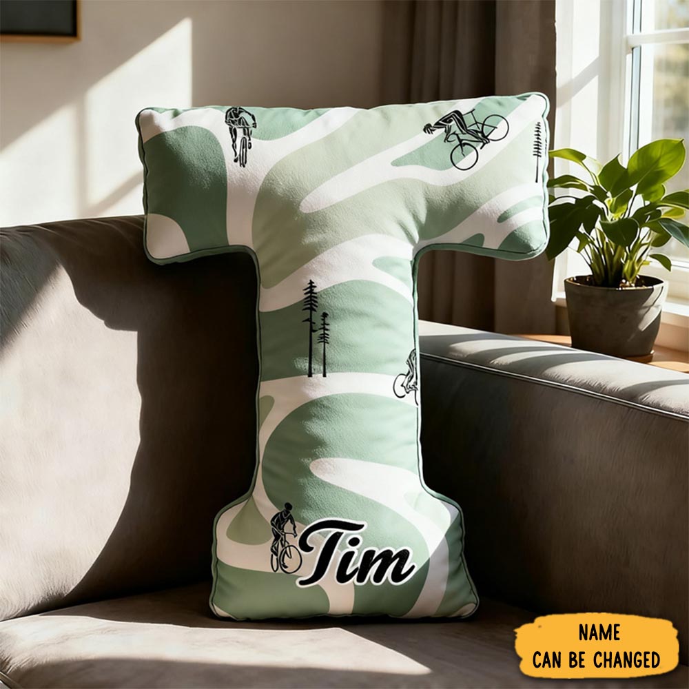 Personalized Retro Cycling Letter Pillow Sofa Accent Home Decor Pillow Gifts For Cycling Lovers