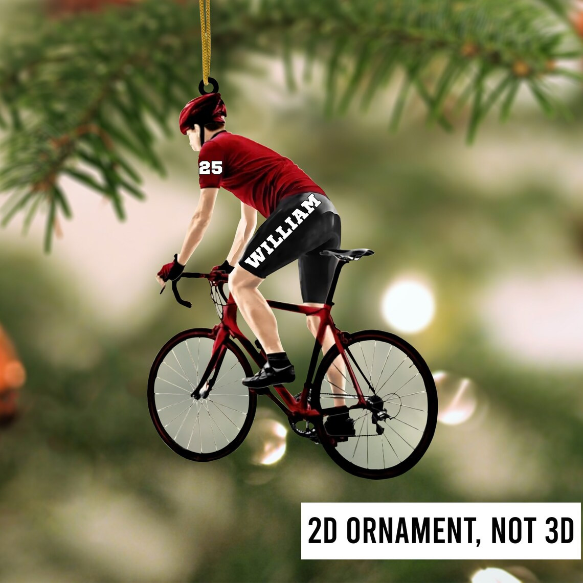 Personalized Riding Bike Christmas Ornament Custom Bicycle Ornament Cycling Road Bike Ornament Biking Lovers Gifts